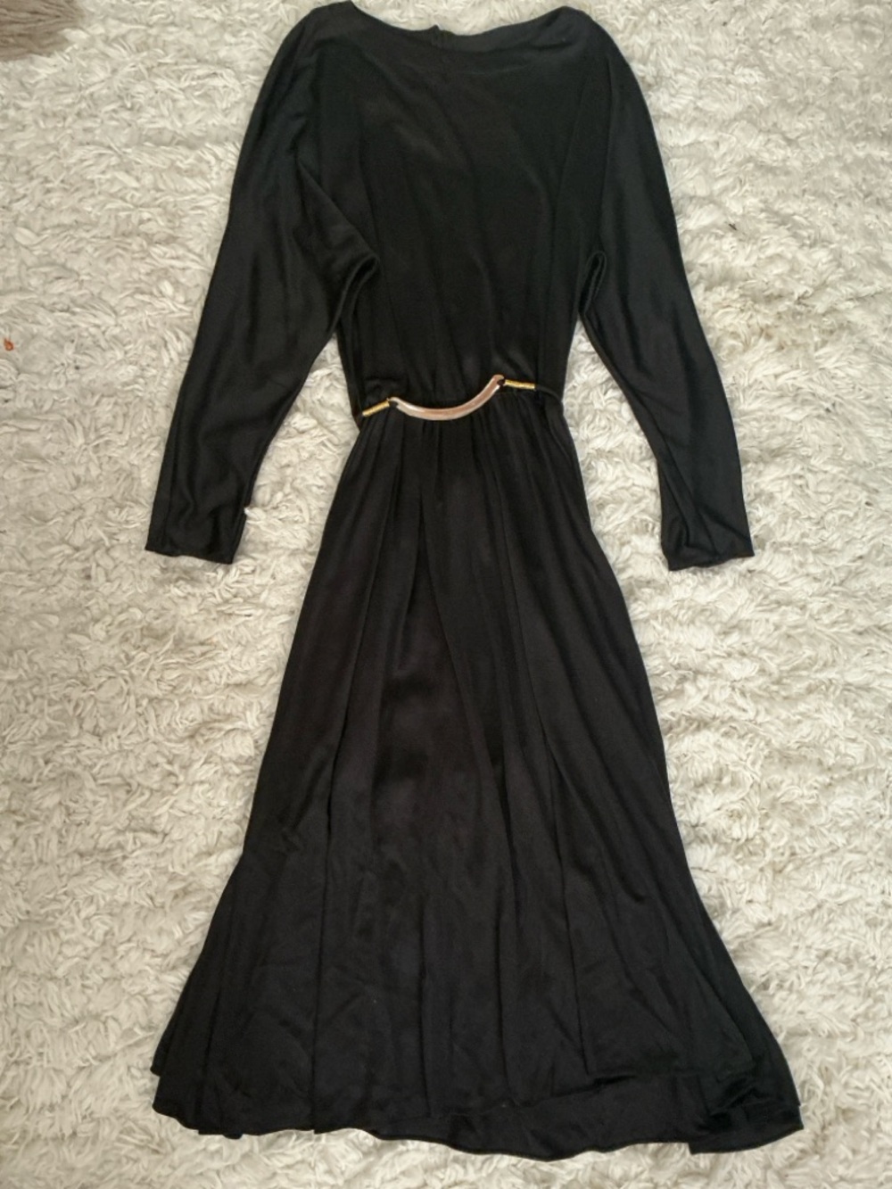 VINTAGE 70s Black Midi Dress